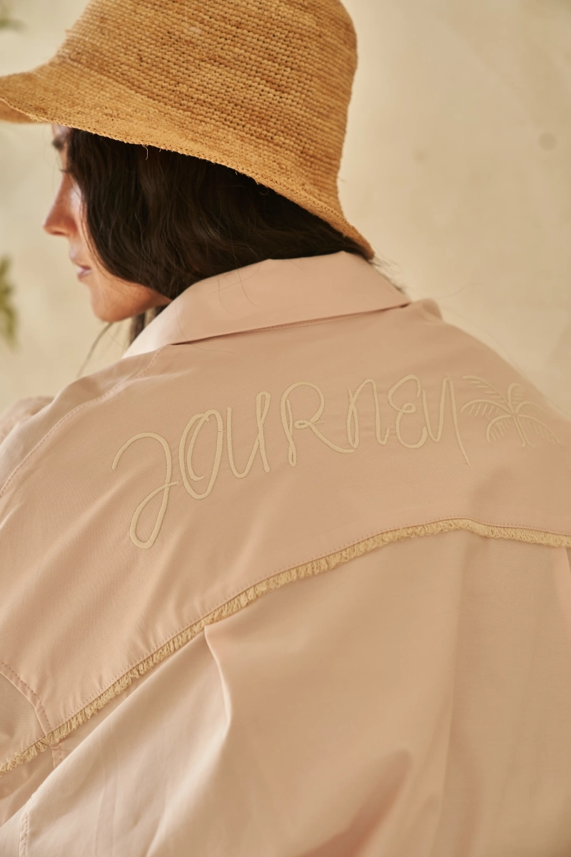 Рубашка Лиссабон с бахромой и вышивкой Journey clothes, цвет: Персиковый,  купить онлайн