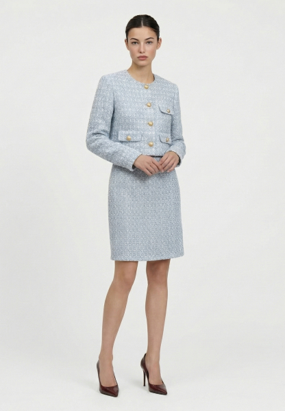 Жакет укороченный из твида с клапанами REFERT, цвет: голубой, 04-3505/4-2511 купить онлайн