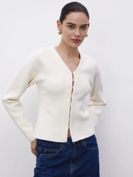 Жаккардовый кардиган milk PAPAYA, цвет: молочный, FW2407CA91DR купить онлайн