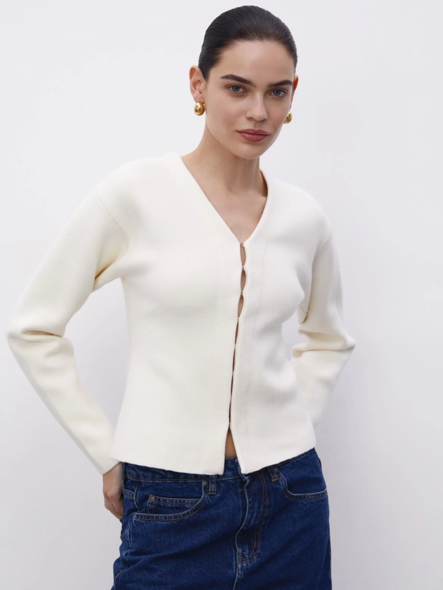 Жаккардовый кардиган milk PAPAYA, цвет: молочный, FW2407CA91DR купить онлайн