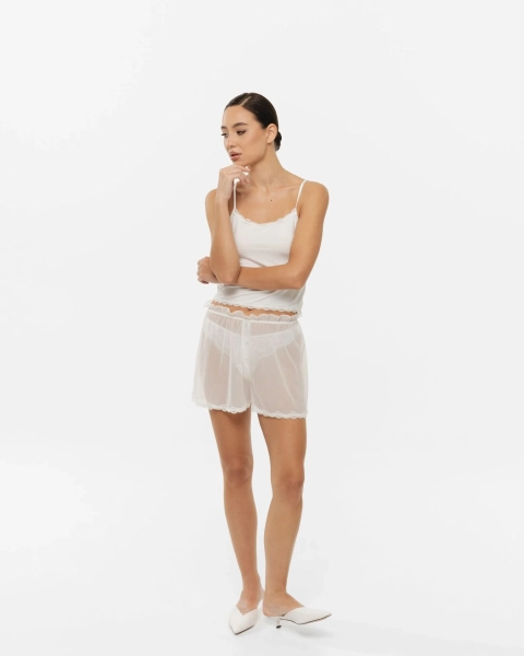 Шорты в сетку YONSRU, цвет: молочный,  купить онлайн