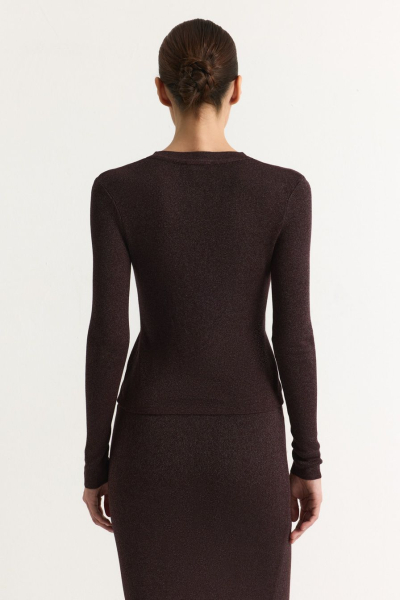 Кардиган из смесовой вискозы с люрексом TOPTOP, цвет: коричневый, TT.051.18369.700 купить онлайн