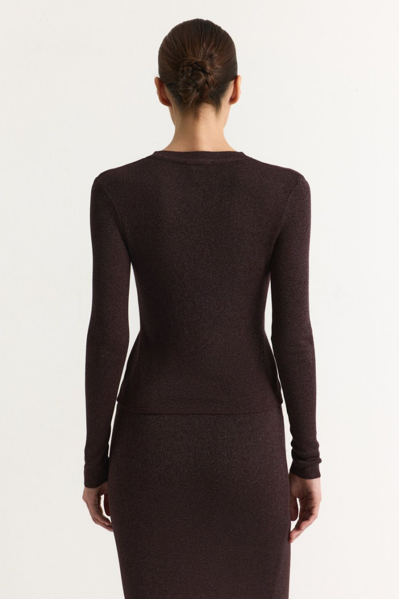 Кардиган из смесовой вискозы с люрексом TOPTOP, цвет: коричневый, TT.051.18369.700 купить онлайн