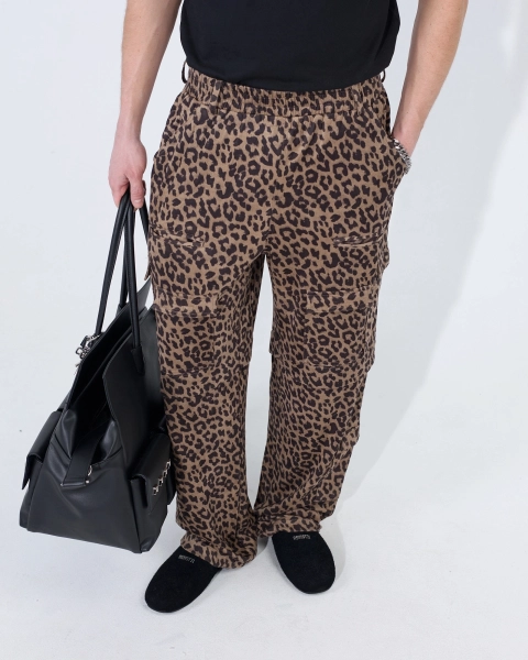 Брюки свободные леопардовые ASIA ST 71, цвет: коричневый, Ast71.pants-Leo-brown купить онлайн