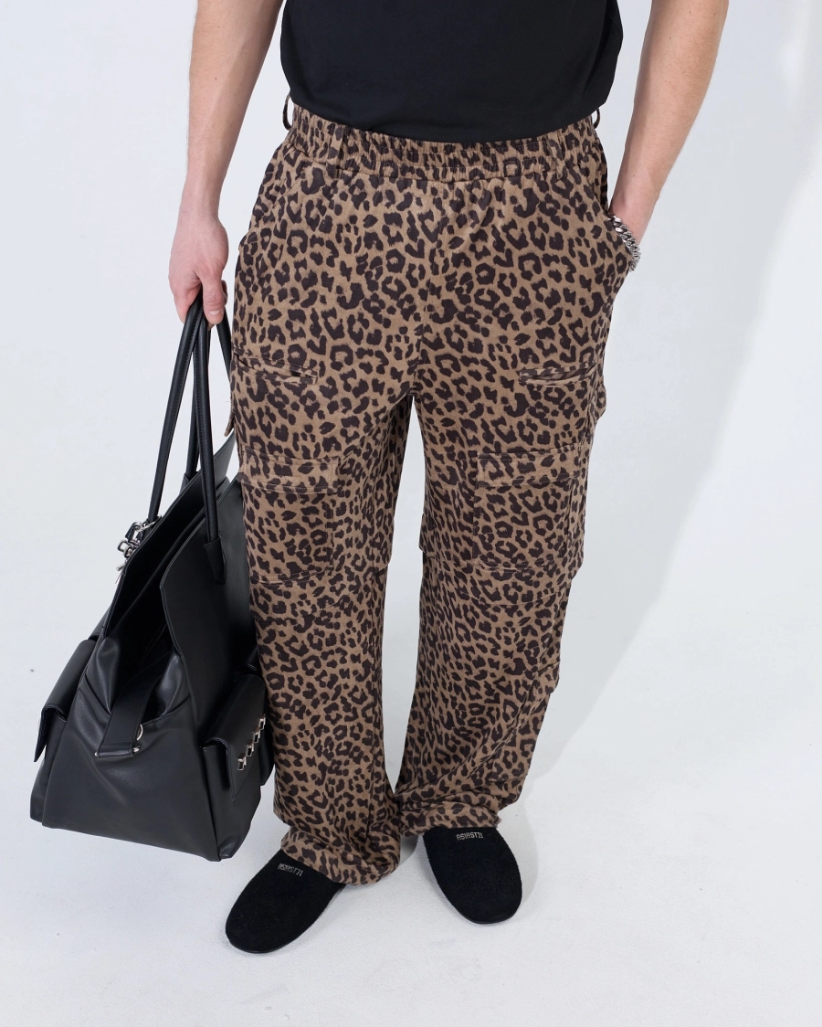 Брюки свободные леопардовые ASIA ST 71, цвет: коричневый, Ast71.pants-Leo-brown купить онлайн