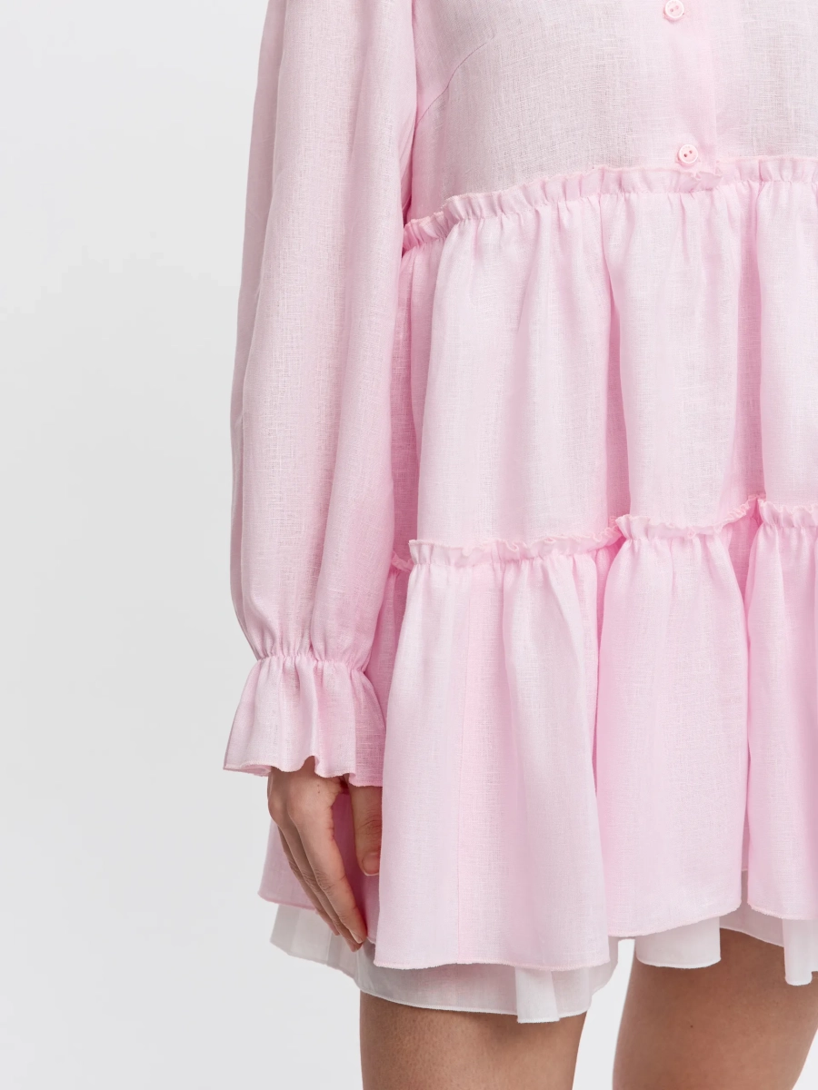 Платье-мини из льна ANNA PEKUN, цвет: розовый,  купить онлайн
