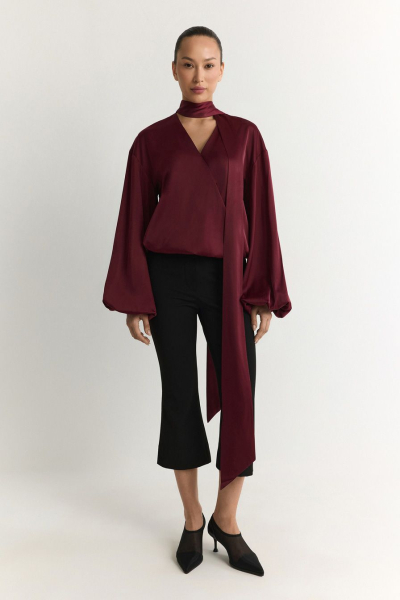 Блуза с декоративным шарфом TOPTOP, цвет: Бордовый, TT.020.18396.330 купить онлайн