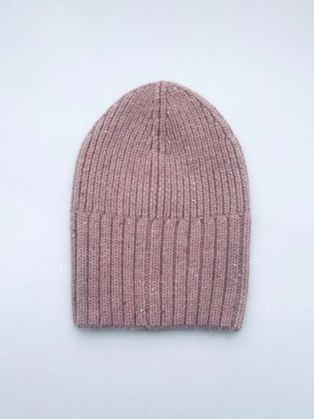 Вязаная шапка в пайетку с добавлением ангоры LIBERT'A, цвет: розовый 00053 купить онлайн