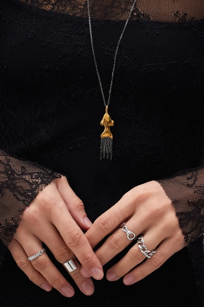 Серебряное колье "Fish of wish" SBLESKOM, цвет: позолота, 21848 купить онлайн