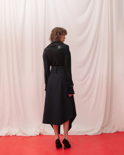 Блуза глянцевая Anmuse, цвет: Черный, TPL22W24-SVR-1 купить онлайн