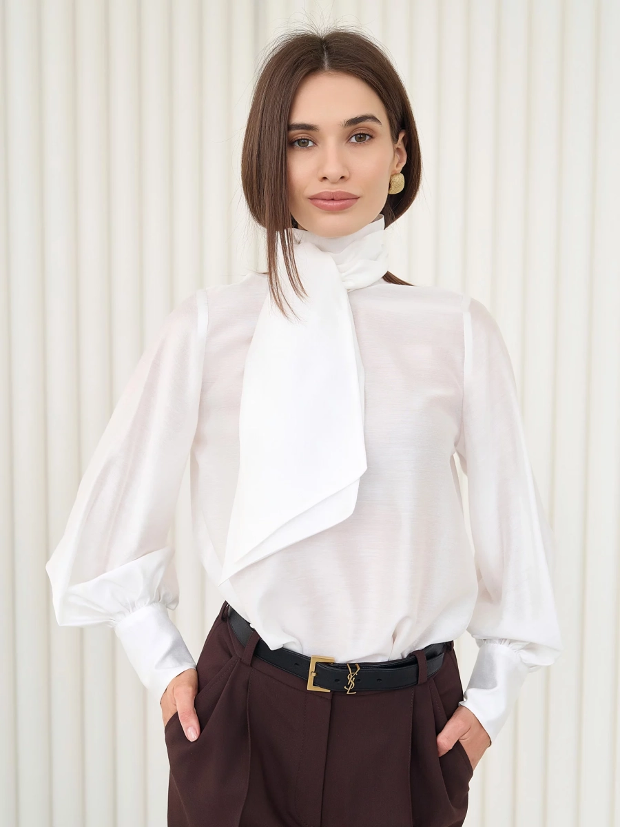 Блуза воздушная с бантом I.B.W., цвет: молочный, BL031 купить онлайн