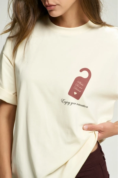 Футболка DO NOT DISTURB Tofu Erist store, цвет: бежевый НФ-00002579 |новая коллекция купить онлайн