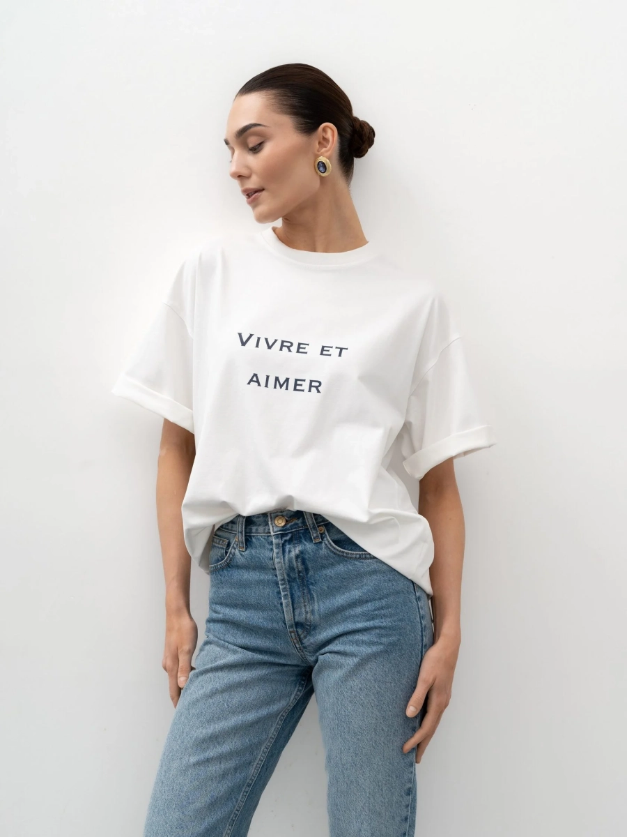 Футболка с надписью TRES, цвет: молочный, НФ-00002760 купить онлайн