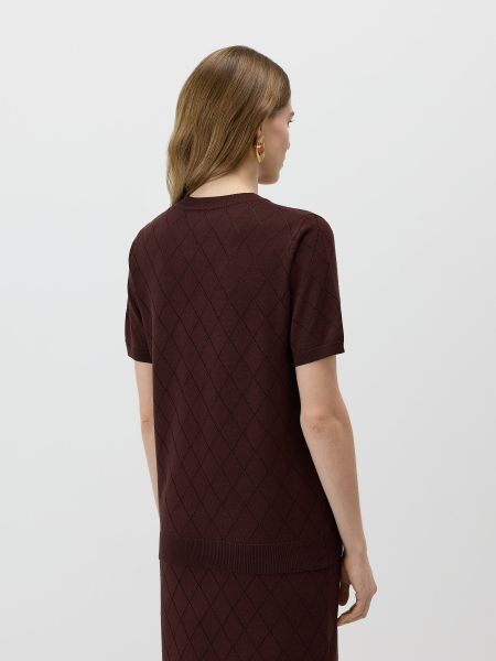 Джемпер с перфорацией Conso, цвет: темно-коричневый, KJS 260738 - темно-коричневый купить онлайн
