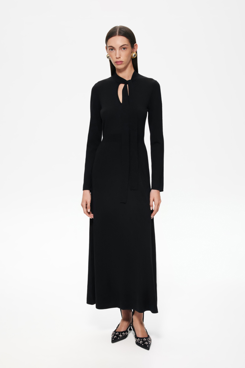 Платье из тонкой шерсти с бантом