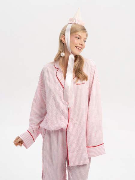 Рубашка в пижамном стиле Paris TRES, цвет: розовый, НФ-00002605 купить онлайн