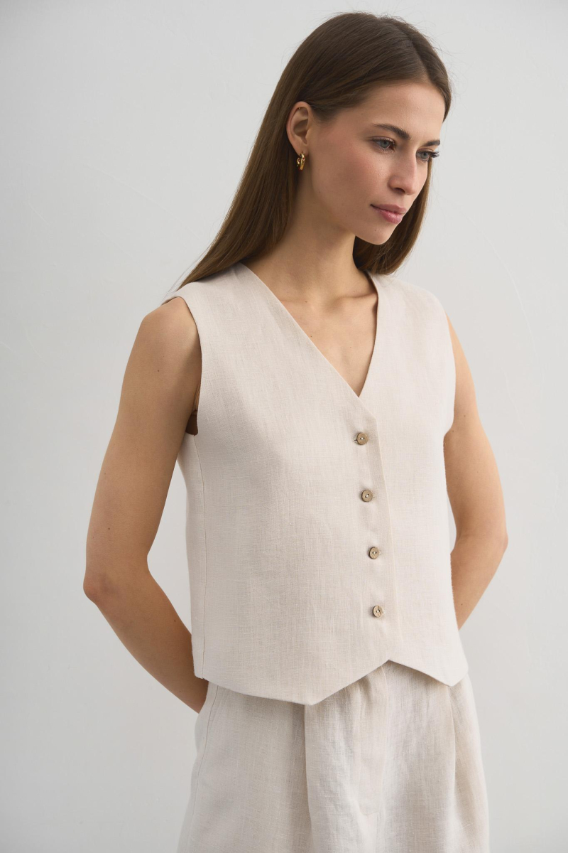 Жилет льняной Pearl PURE LINEN, цвет: жемчуг,  купить онлайн