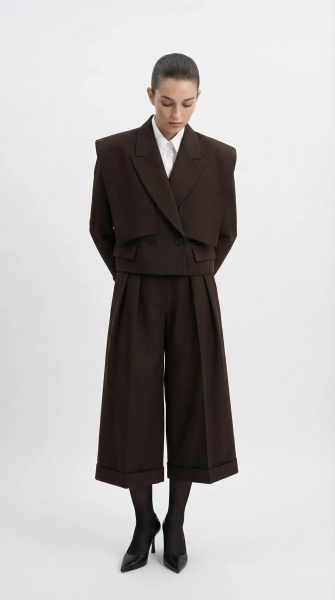 Кюлоты из шерсти Shtripling, цвет: коричневый, SHPNT009BRN купить онлайн