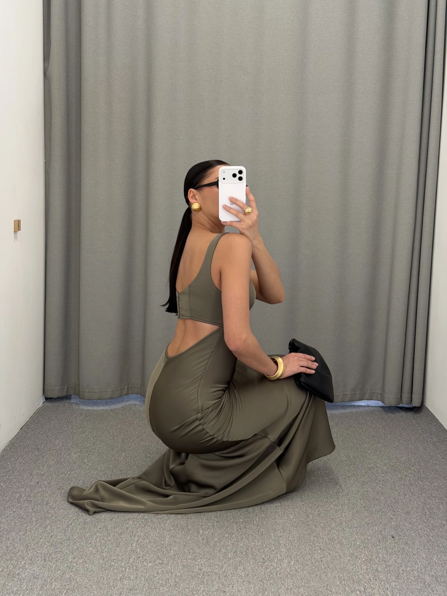 Сарафан в пол с открытой спиной MUSE ME, цвет: оливковый, D059 купить онлайн