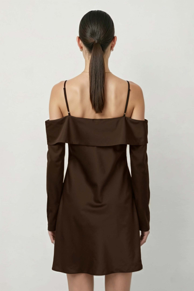 Платье из сатина с открытыми плечами REFERT, цвет: коричневый, 08-3032/5-2511 купить онлайн