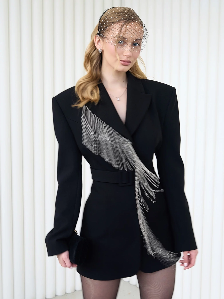 Жакет-платье с бахромой I.B.W., цвет: Черный, EJ011 купить онлайн