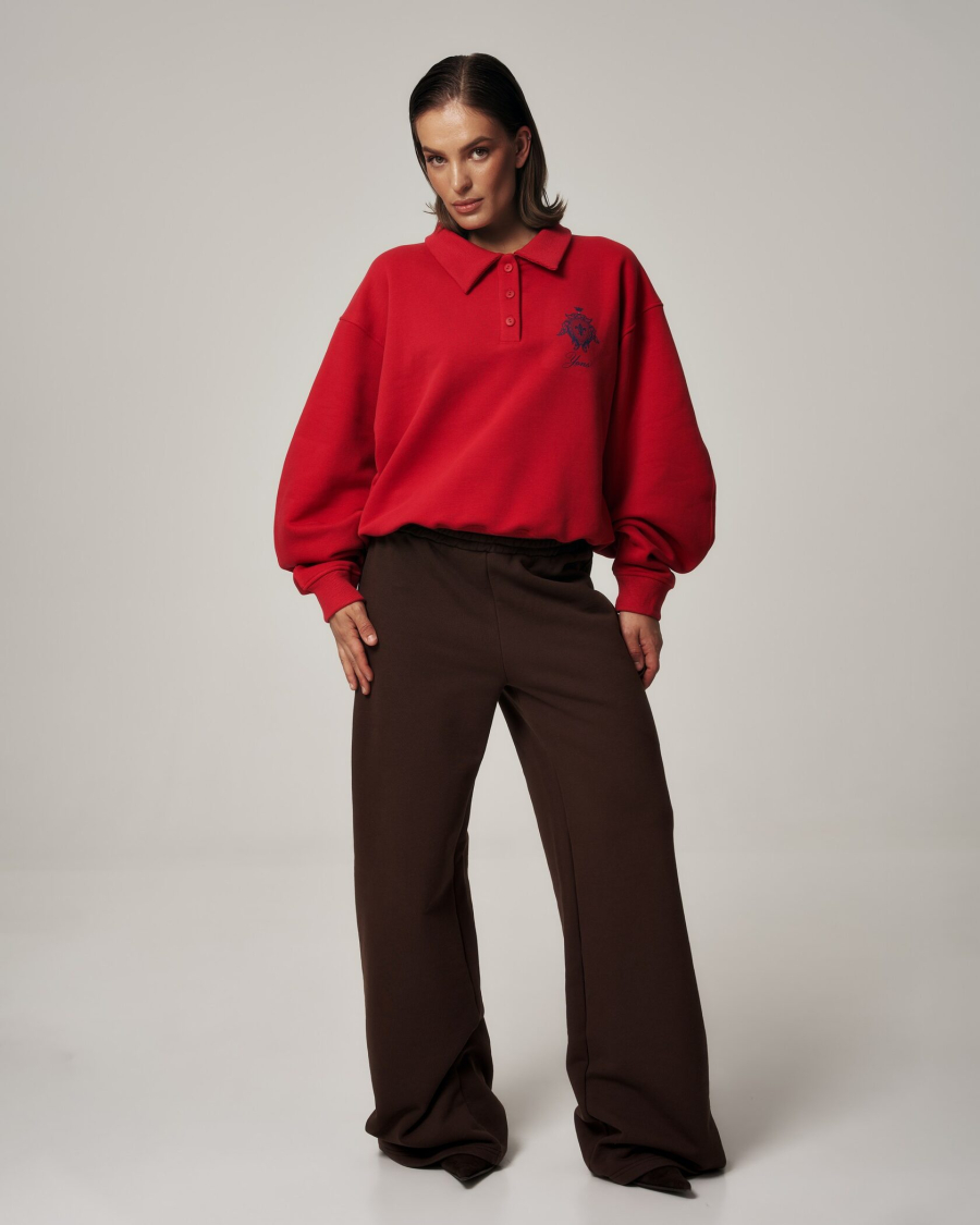 Свитшот-поло YONS STUDIOS RED YONS, цвет: красный, YO-781 купить онлайн