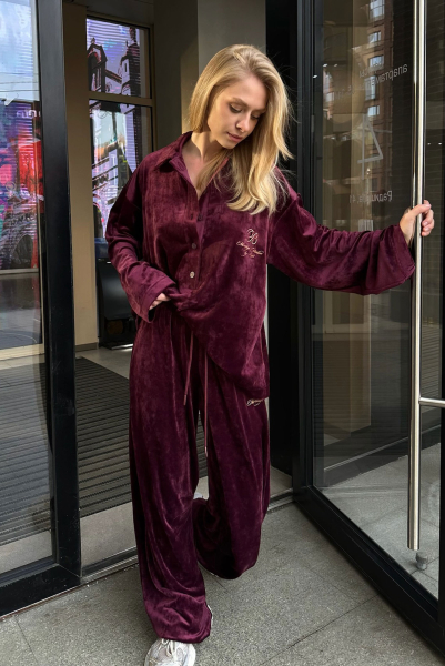 Лонгслив из велюра BURGUNDY Label .B, цвет: burgundy, Tp.03.4.36BRD купить онлайн