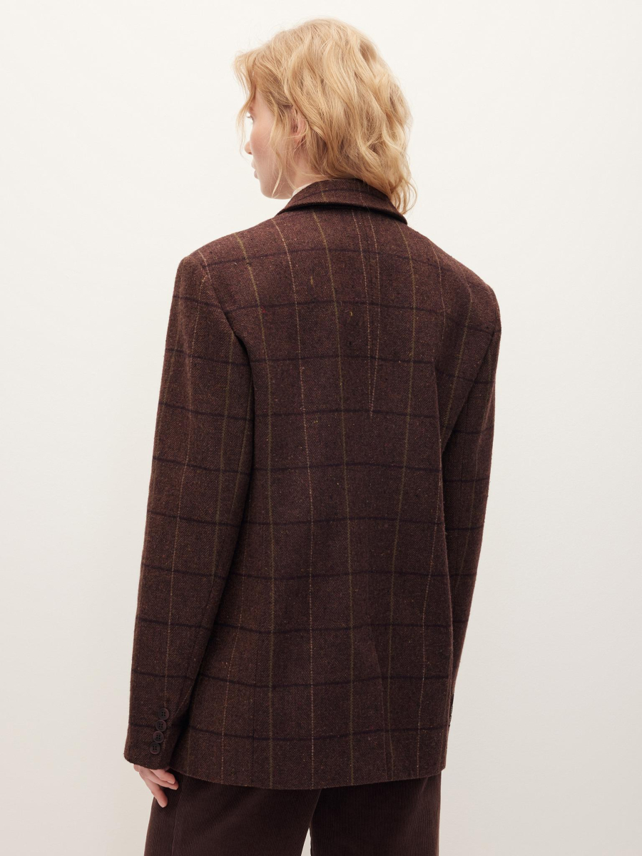 Жакет твидовый в клетку Chaika, цвет: коричневый, AW25BZ01-145 купить онлайн