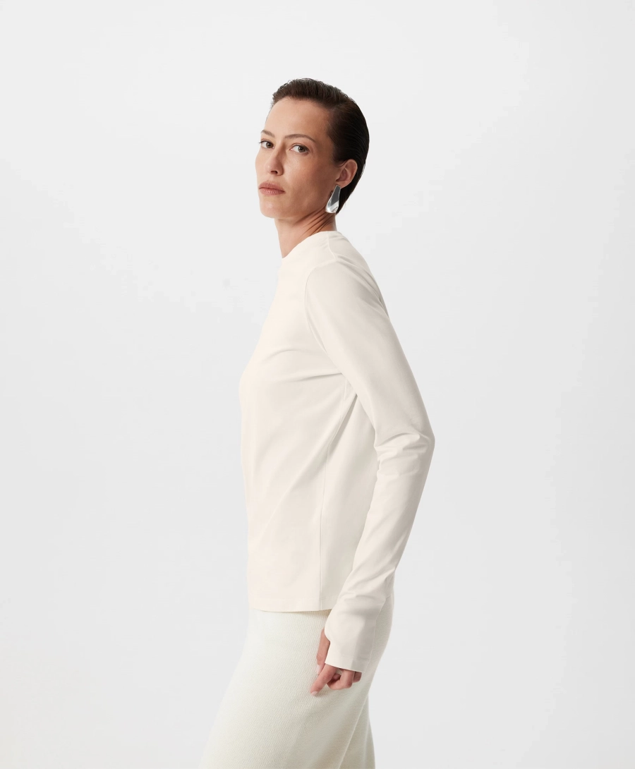 Лонгслив полуприлегающего силуэта GLVR, цвет: молочный, 225G33GAC1203 купить онлайн