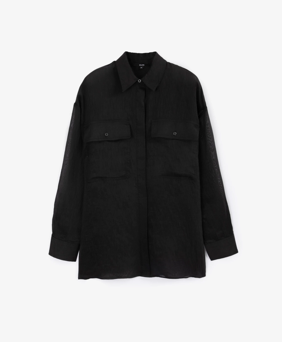 Блузка силуэта умеренный оверсайз GLVR, цвет: Черный, 125G21GAC2212 купить онлайн