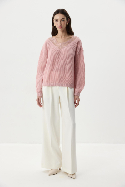 Джемпер с кружевом Charmstore, цвет: розовый, 303-49281-221 купить онлайн