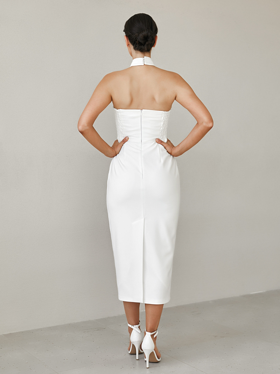 Платье с открытыми плечами и чокером I.B.W., цвет: молочный, ED012 купить онлайн