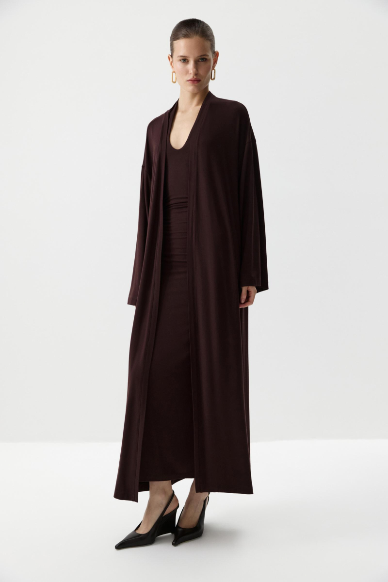 Кардиган удлиненный из вискозы Charmstore, цвет: коричневый, 219-52865-551 купить онлайн