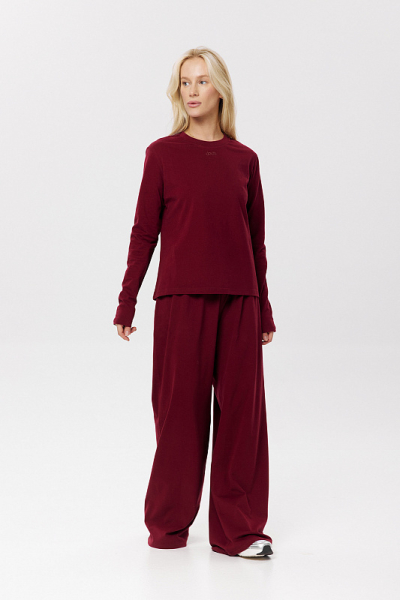 Брюки из бархатистого хлопка ABDA, цвет: бургунди, 332501304050 купить онлайн