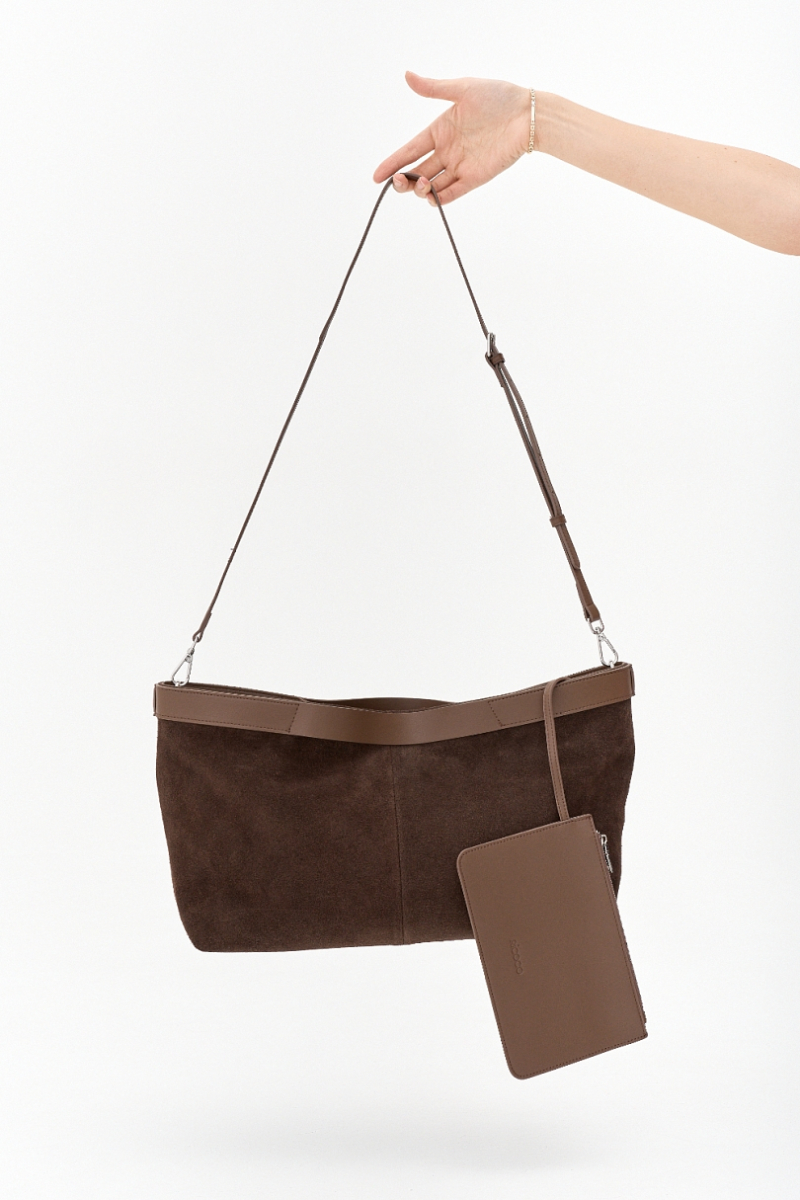 Сумка тоут из замши М Ricoco, цвет: шоколадный bag10/2 купить онлайн