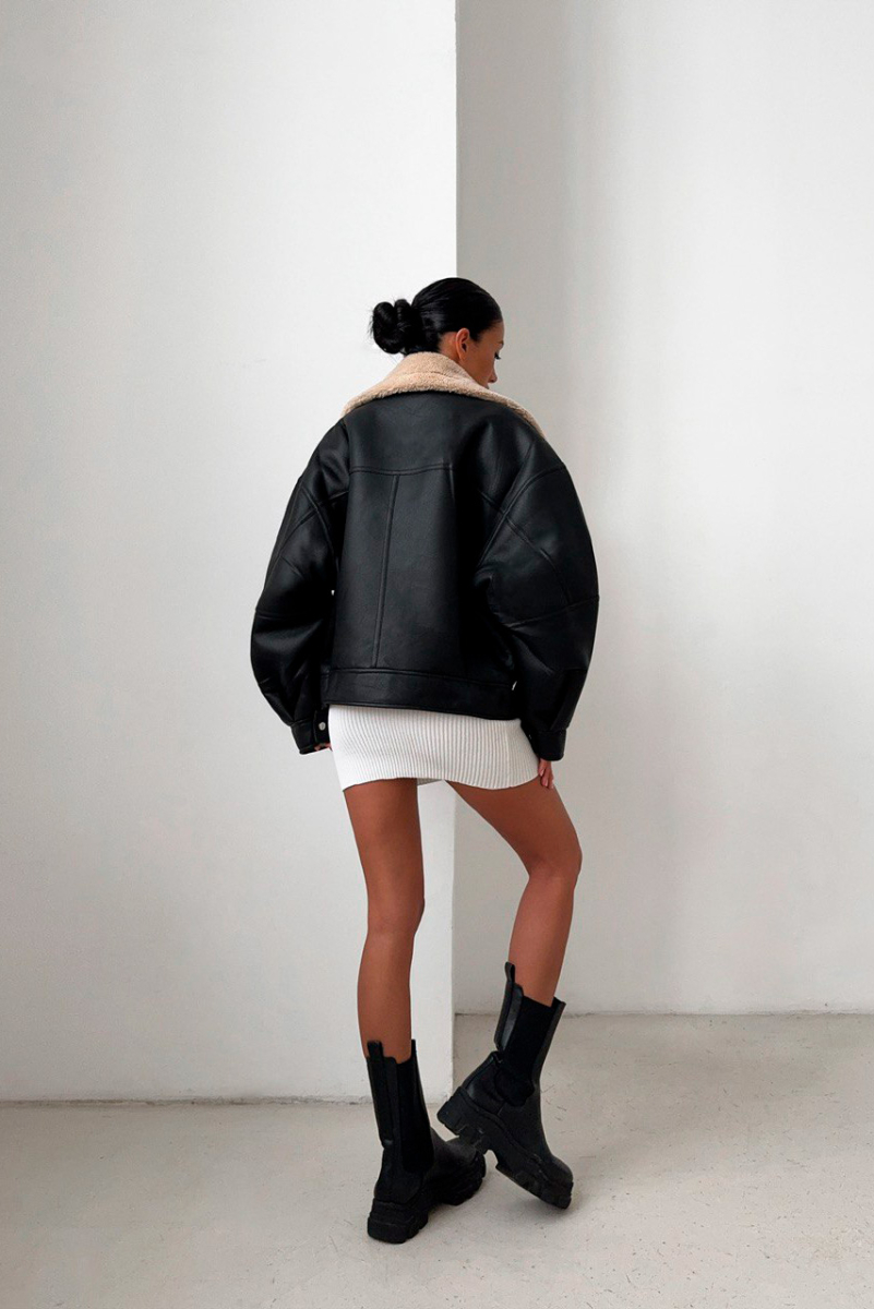 Куртка - косуха с мехом SODAMODA, цвет: Черный, 15717 купить онлайн