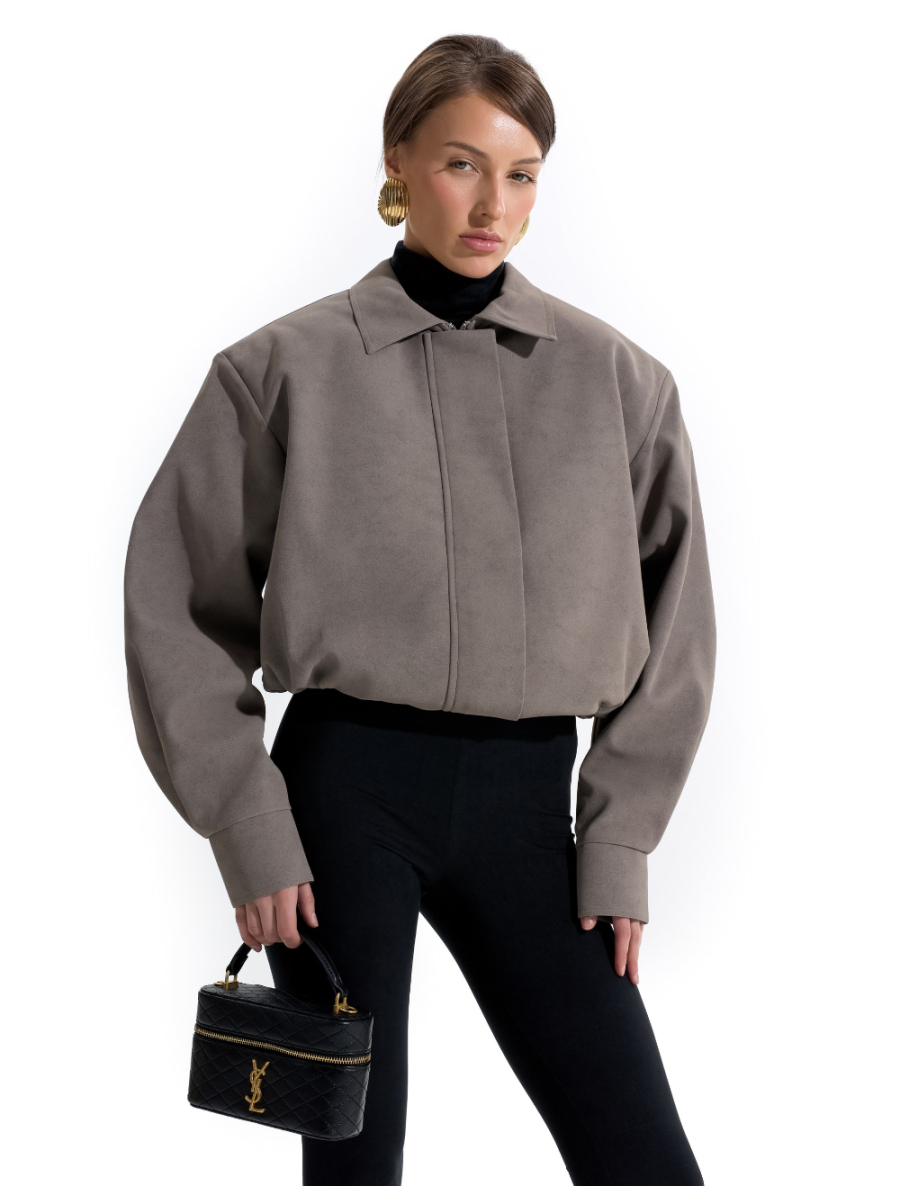 Бомбер из замшевой ткани ANOTHER SELECT, цвет: графит, 00005 купить онлайн