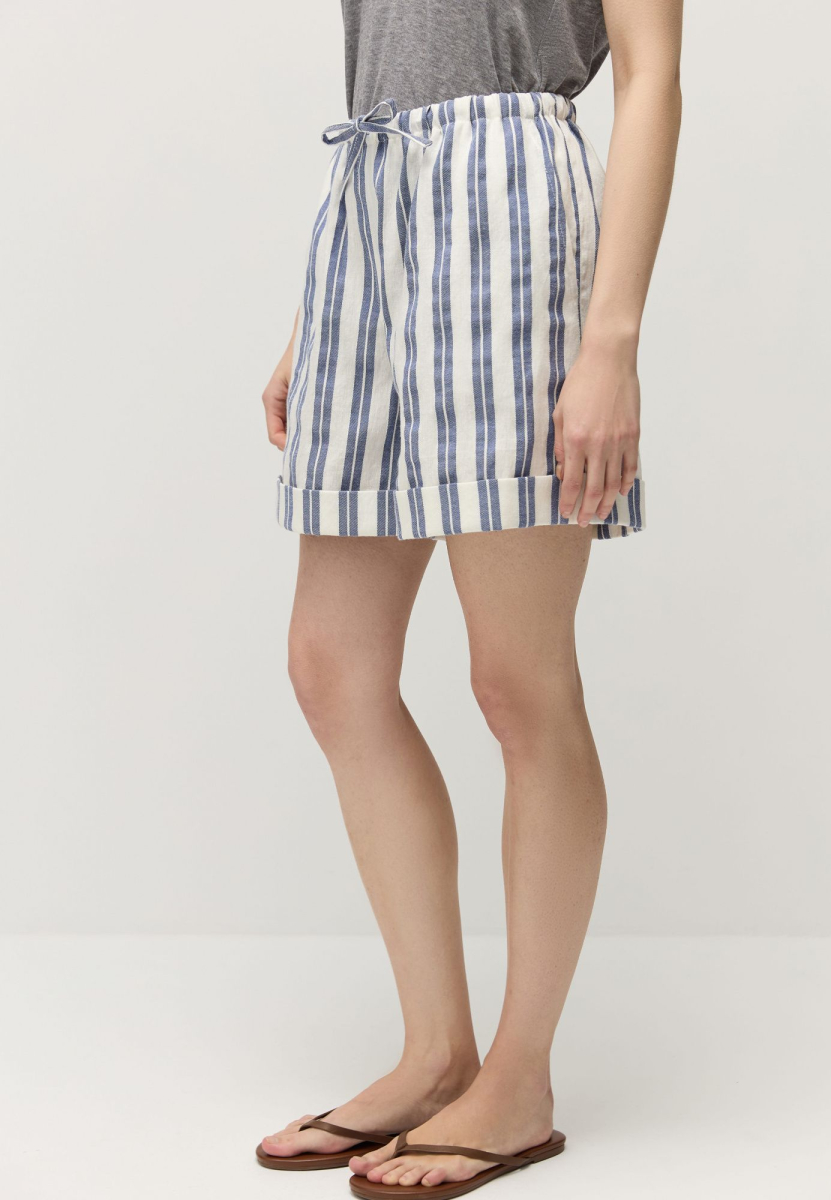 Шорты на завязках из смесового хлопка AROUND, цвет: белый/синий,  купить онлайн