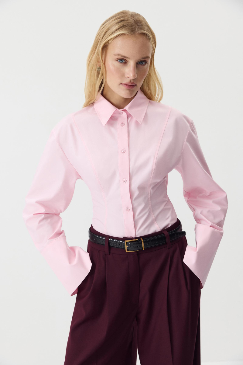 Рубашка приталенная из хлопка Charmstore, цвет: розовый, 112-45546-221 купить онлайн