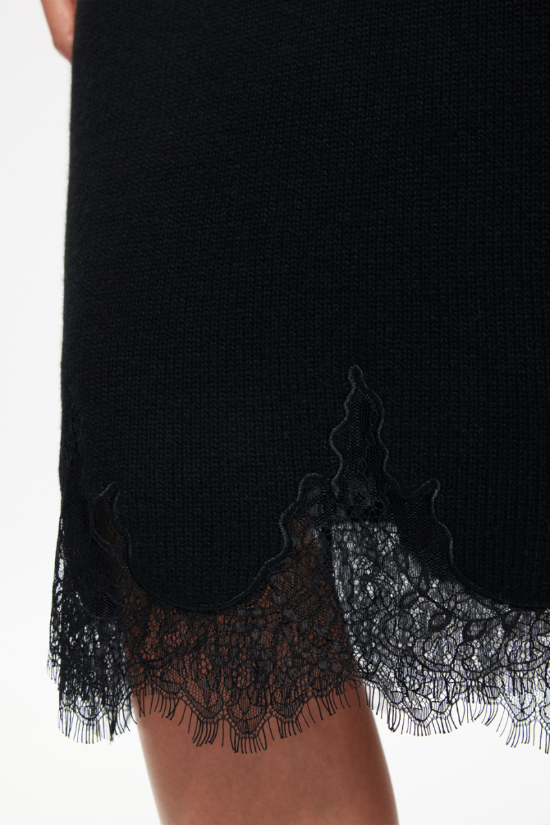 Юбка с кашемиром и кружевом DREAMS BY ALENA AKHMADULLINA, цвет: Черный, 225104100304300/903000 купить онлайн