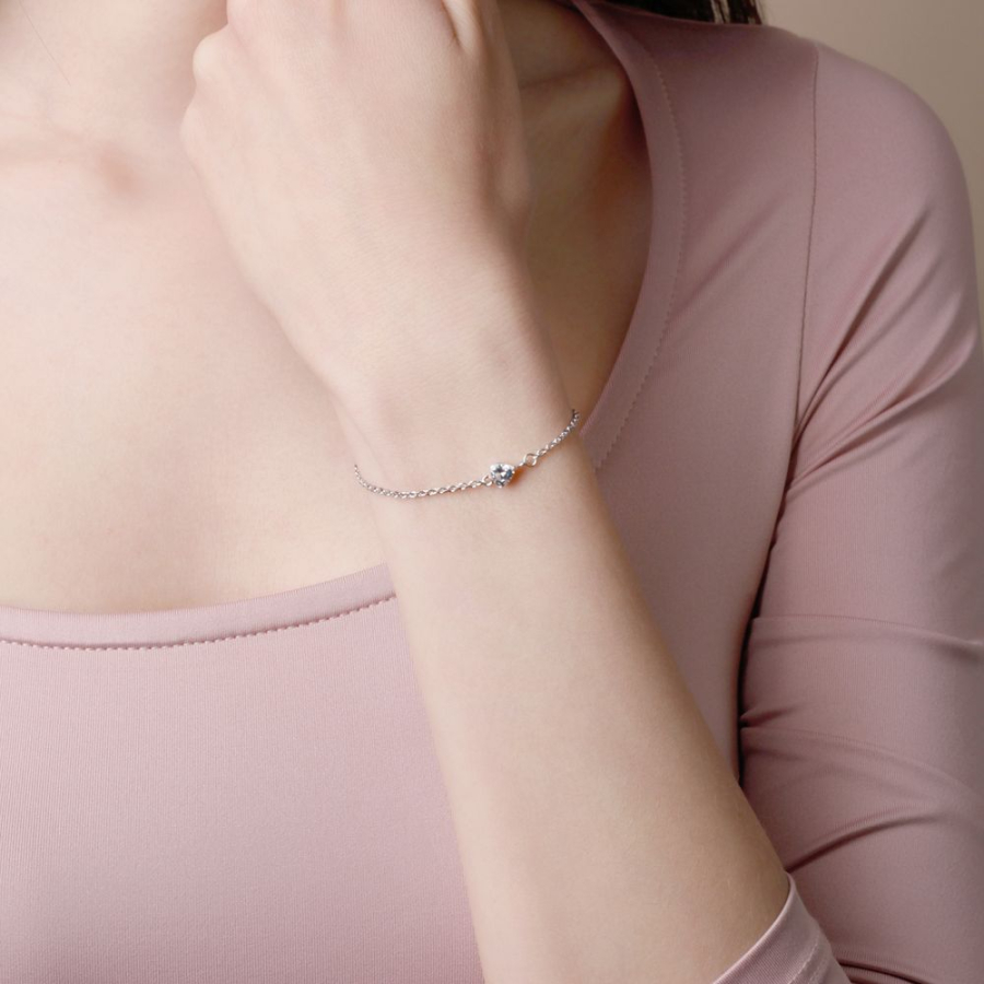Браслет с сердцем Tosya Store, цвет: серебро,  купить онлайн