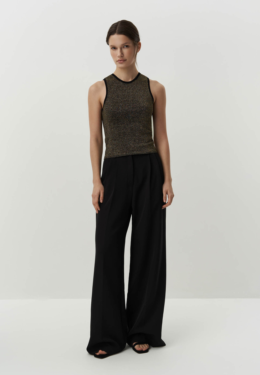 Топ из вискозы с металлизированной нитью Charmstore, цвет: Черный, 309-22073-880 купить онлайн