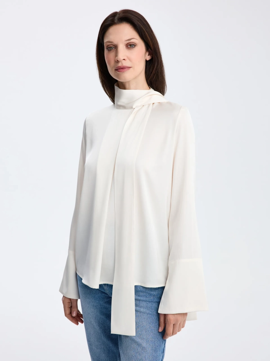 Блуза с воротником-трансформером ANNA PEKUN, цвет: бежевый, 30.2629.120 купить онлайн