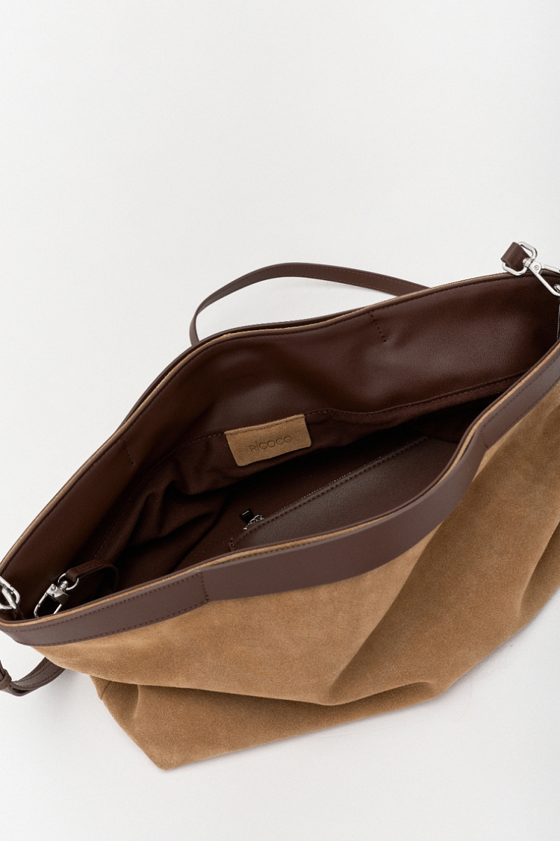 Сумка тоут из замши М Ricoco, цвет: песочный bag10/1 купить онлайн