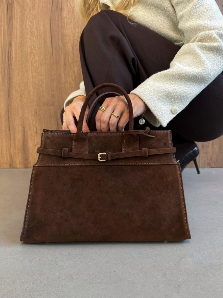Сумка GWEN LARGE brand salad, цвет: suede coffee  купить онлайн