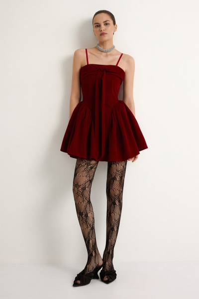 Бархатное платье с бантом TOPTOP, цвет: красный, TT.010.18399.320 купить онлайн