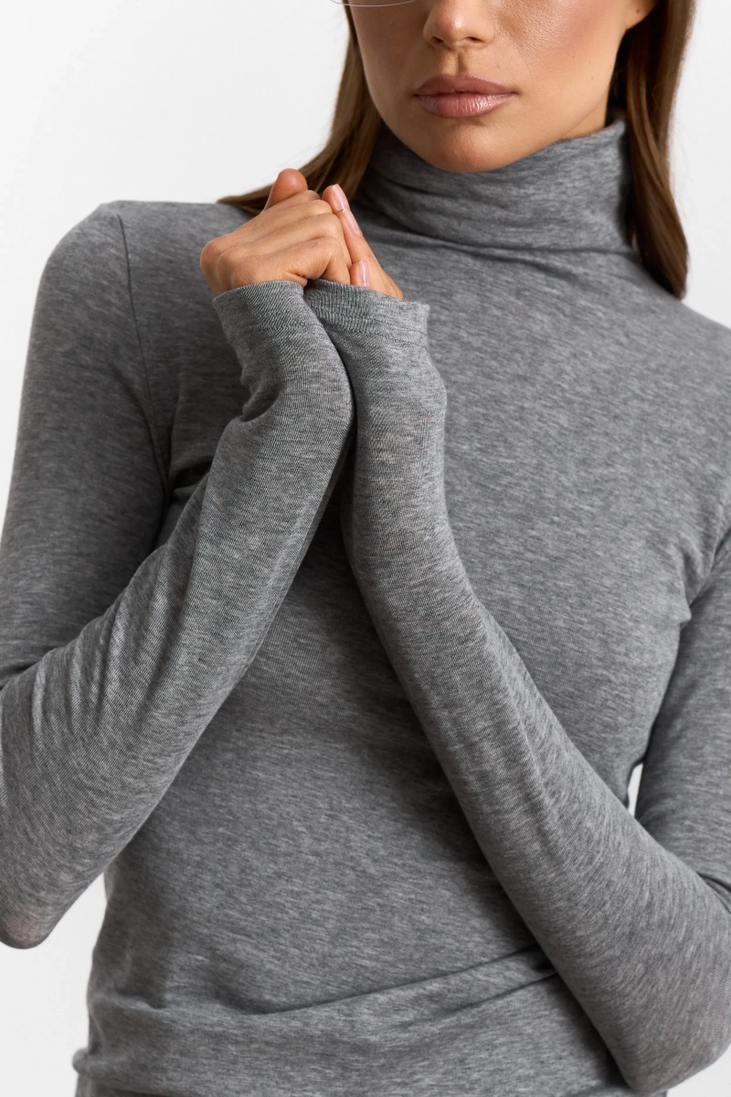 Водолазка из тенсела и шерсти Ricoco, цвет: серый меланж, 6090/3 купить онлайн