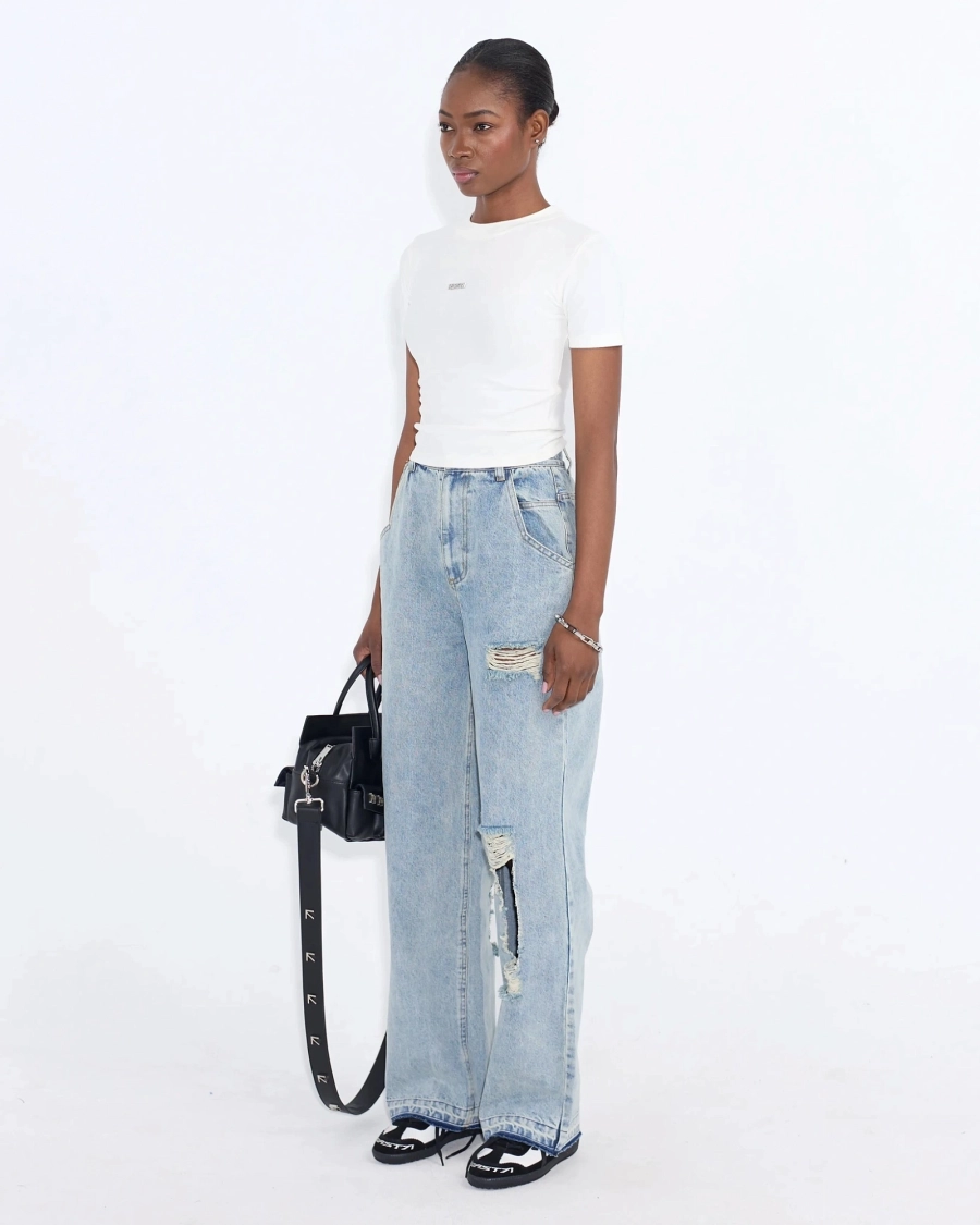 Джинсы с разрезами ASIA ST 71, цвет: голубой, Ast71.jeans-ripped-blue купить онлайн