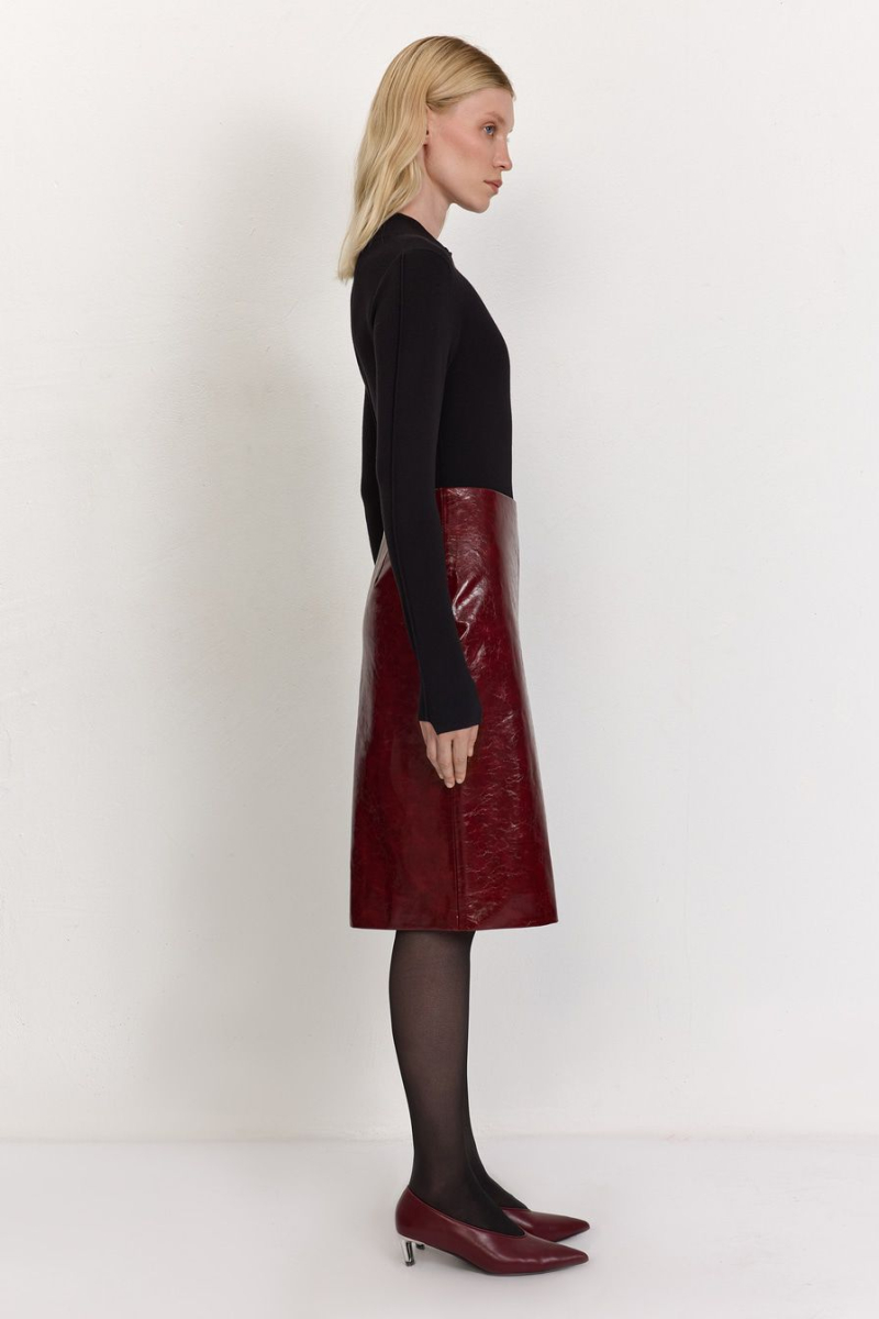 Юбка из экокожи TOPTOP, цвет: Бордовый, TT.071.16927.330 купить онлайн