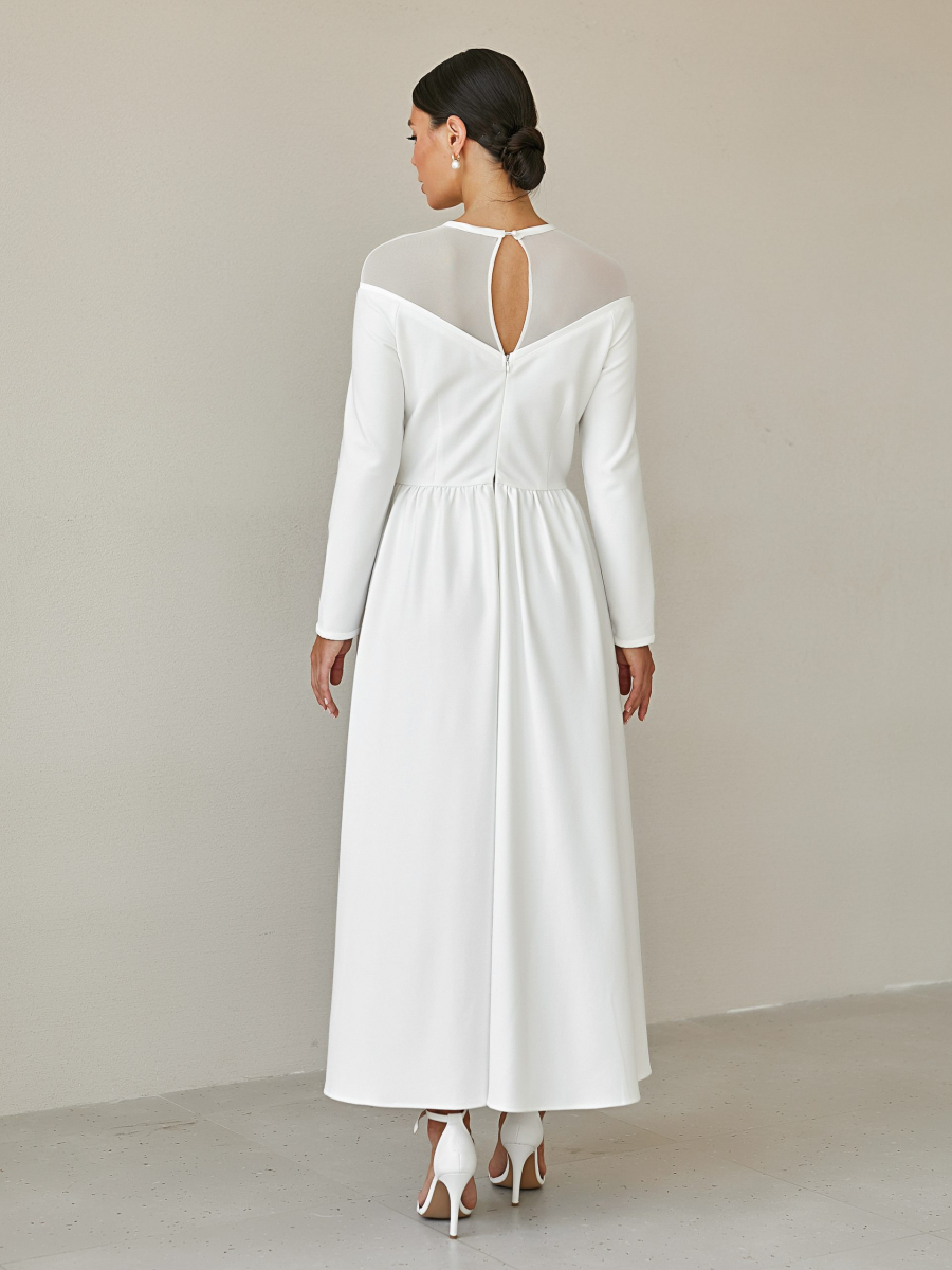 Платье с пышной юбкой и вырезом из сетки I.B.W., цвет: пандора, молочный, ED025 купить онлайн